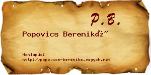 Popovics Bereniké névjegykártya